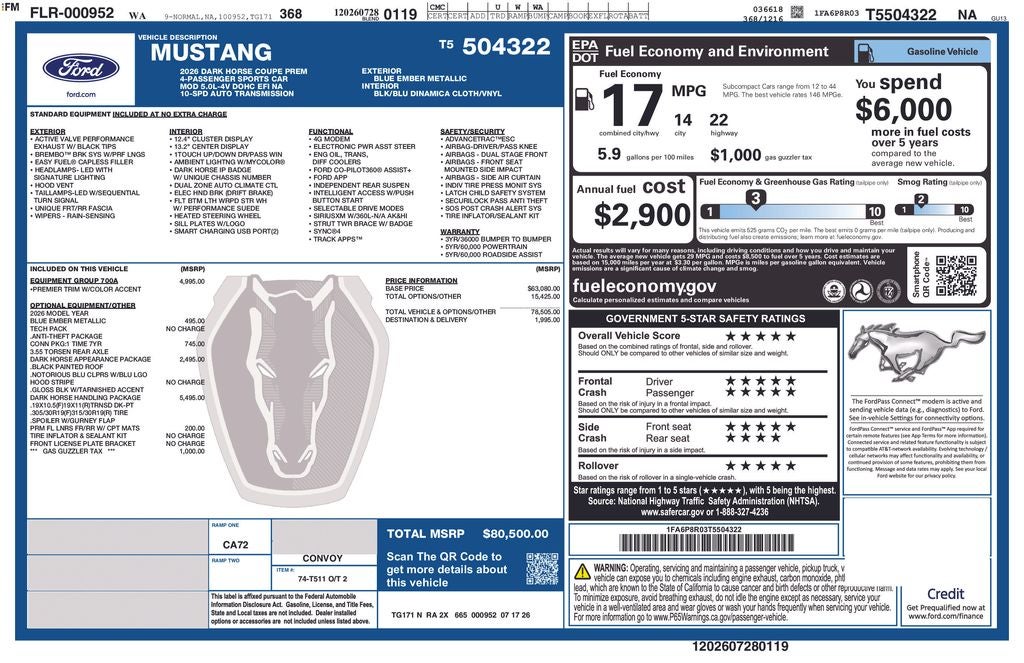 2026 Ford Mustang Dark Horse