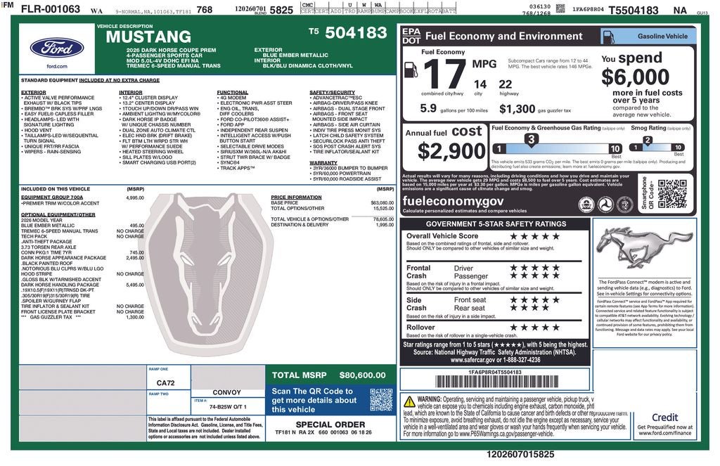 2026 Ford Mustang Dark Horse