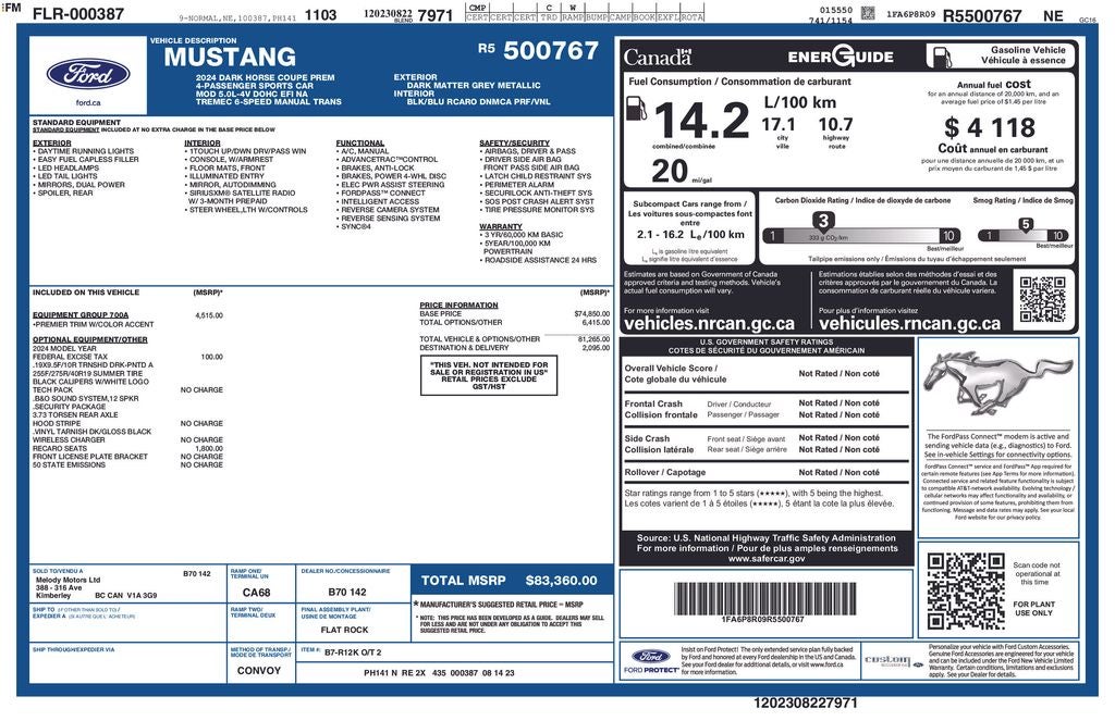2024 Ford Mustang Dark Horse