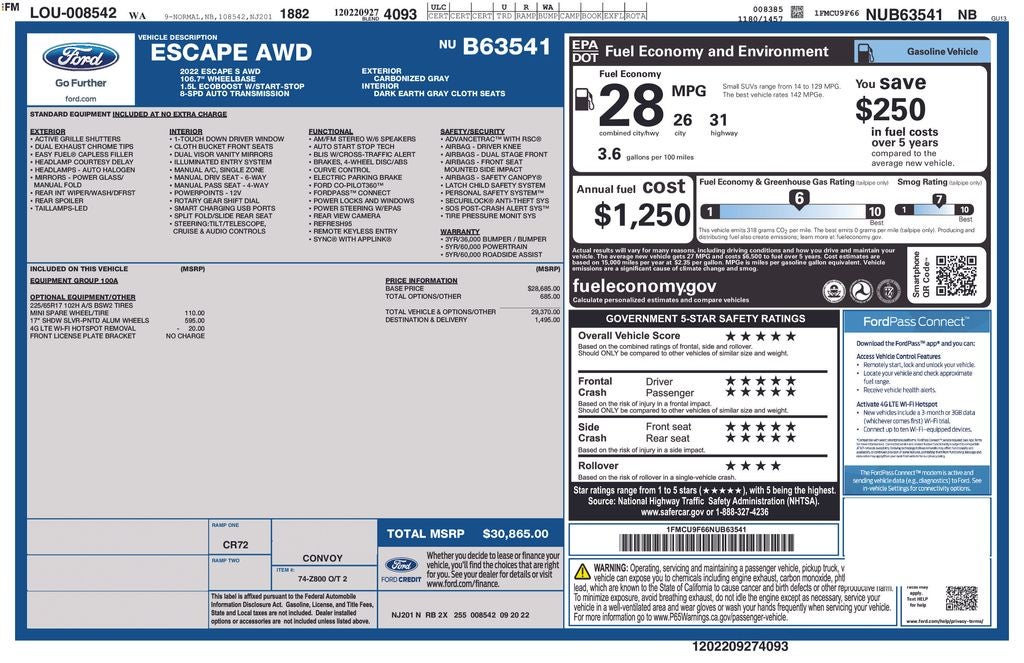 2022 Ford Escape S