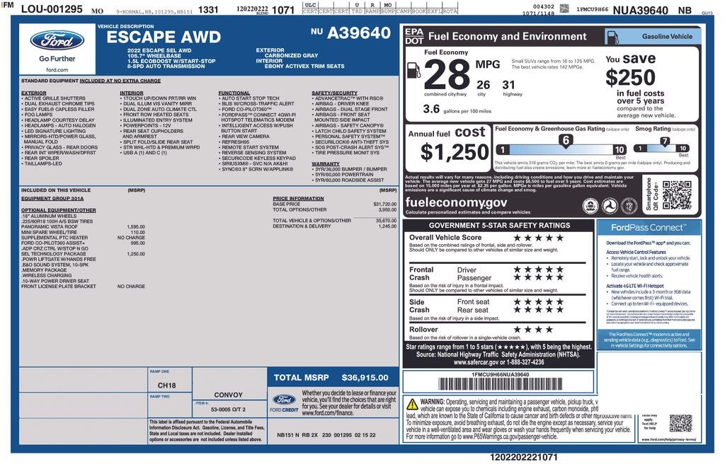 2022 Ford Escape SEL