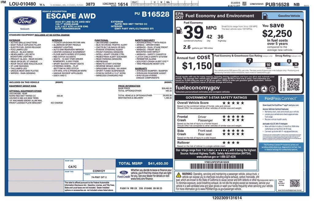 2023 Ford Escape Hybrid ST-Line Elite