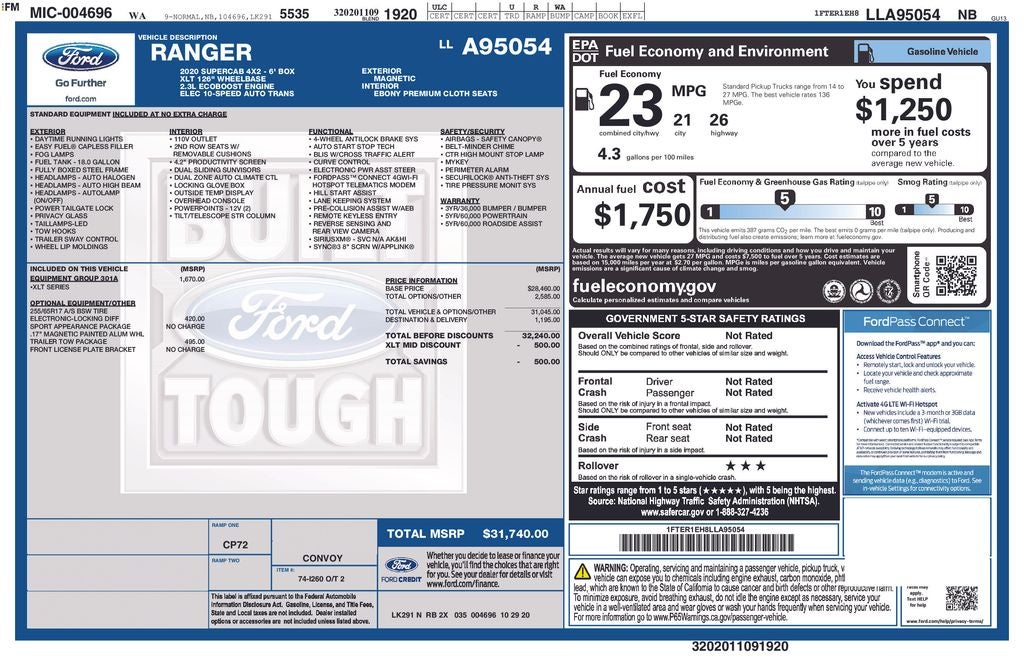2020 Ford Ranger XLT