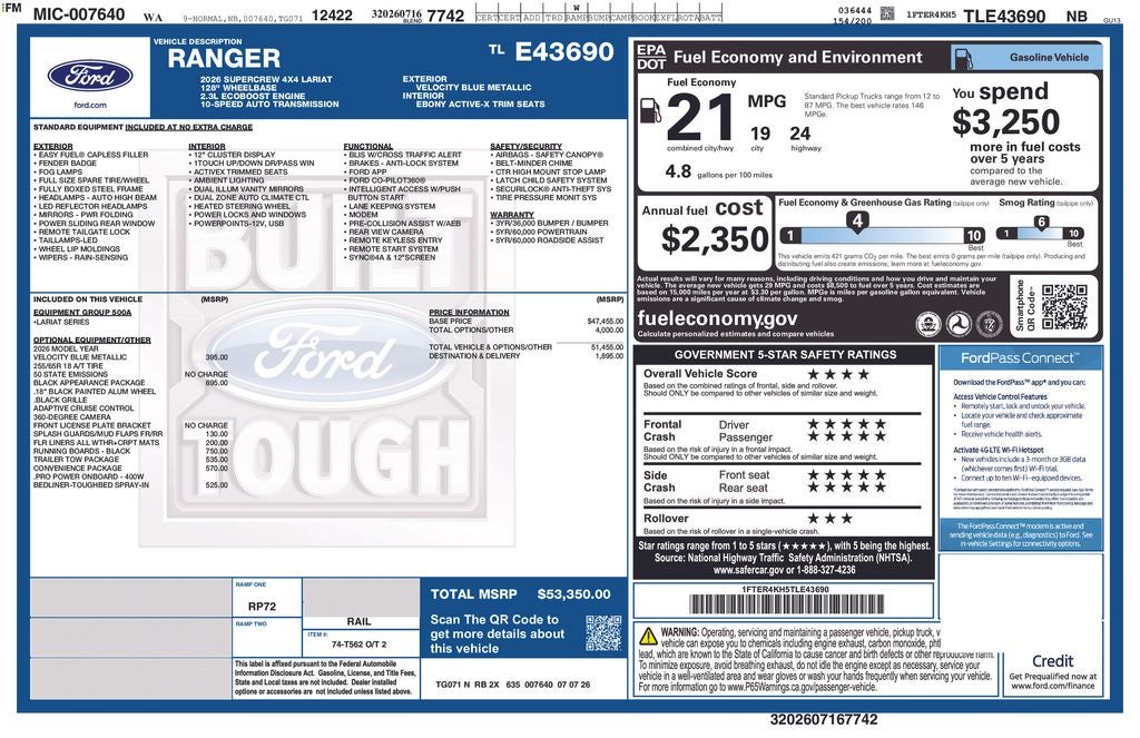 2026 Ford Ranger Lariat