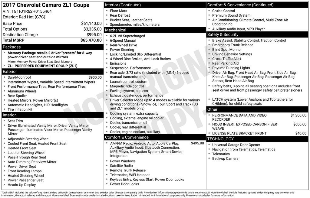 2017 Chevrolet Camaro ZL1