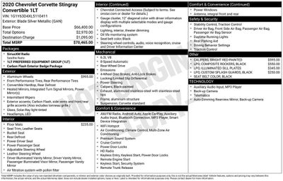 2020 Chevrolet Corvette Stingray 1LT