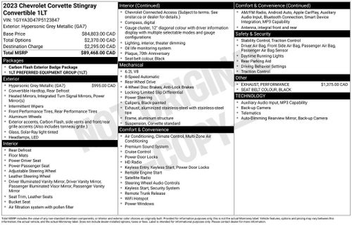 2023 Chevrolet Corvette Stingray 1LT