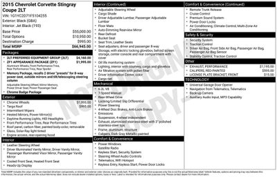 2015 Chevrolet Corvette Stingray 2LT