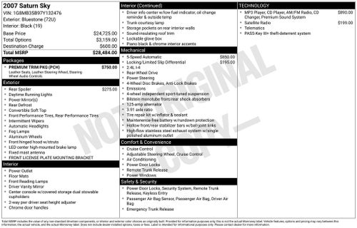 2007 Saturn Sky Base