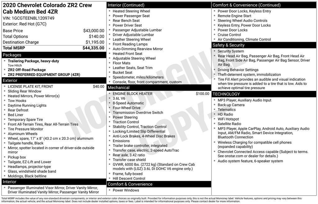 2020 Chevrolet Colorado ZR2