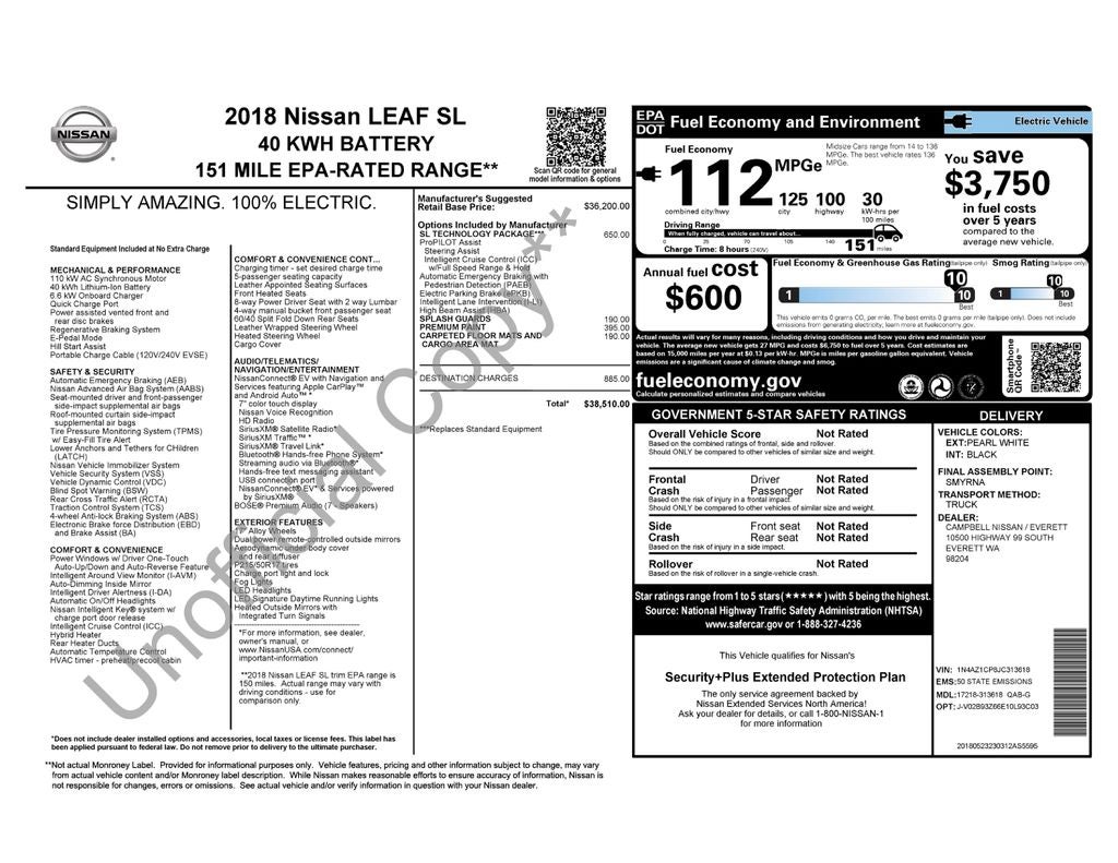 2018 Nissan Leaf SL
