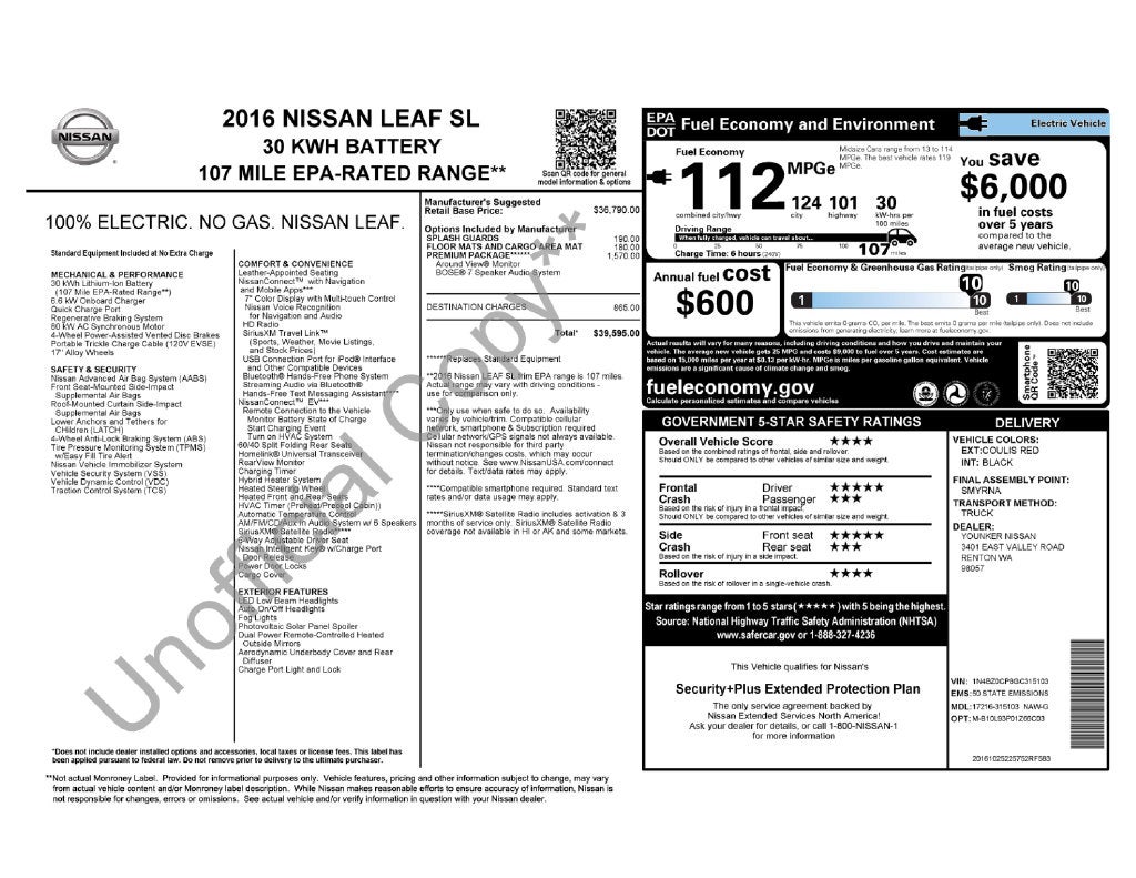 2016 Nissan Leaf SL