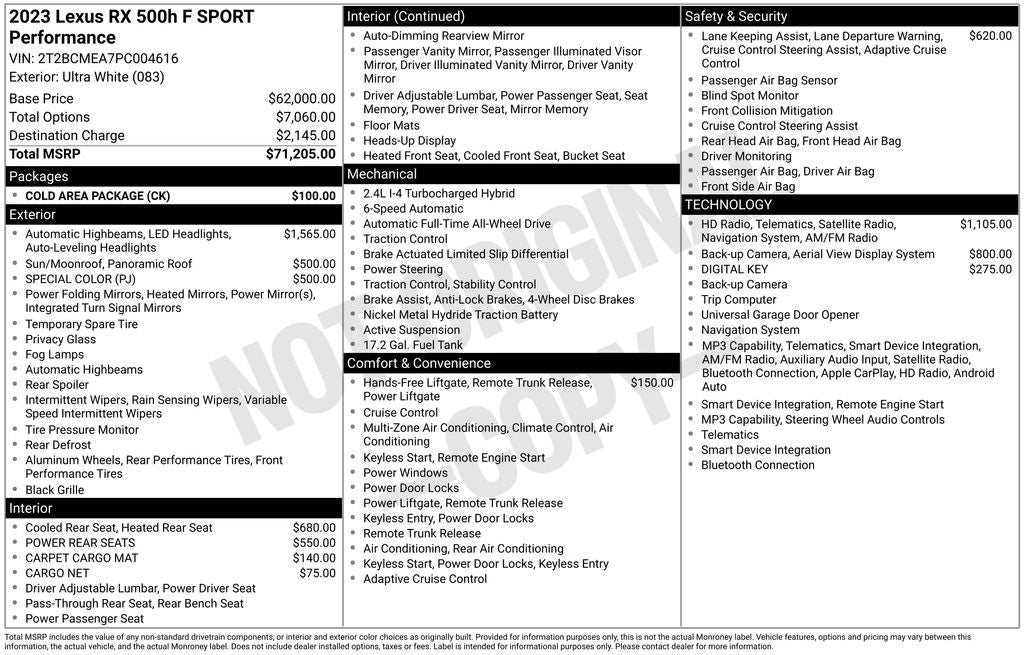 2023 Lexus RX 500h F SPORT Performance