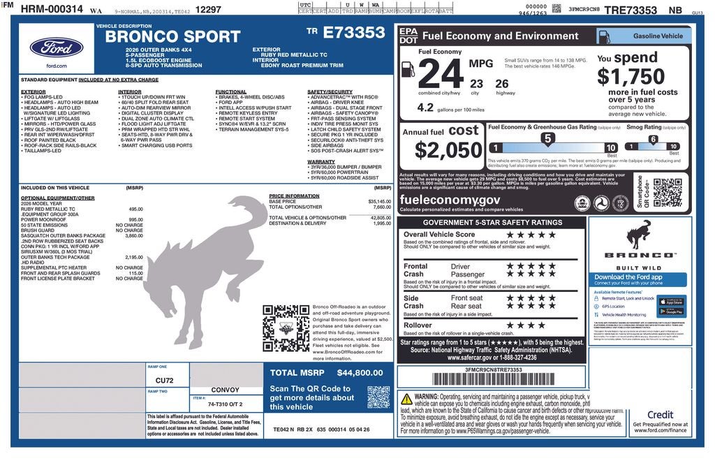2026 Ford Bronco Sport Outer Banks