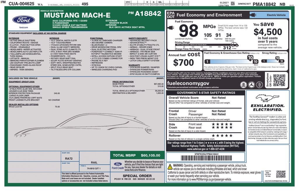 2023 Ford Mustang Mach-E California Route 1
