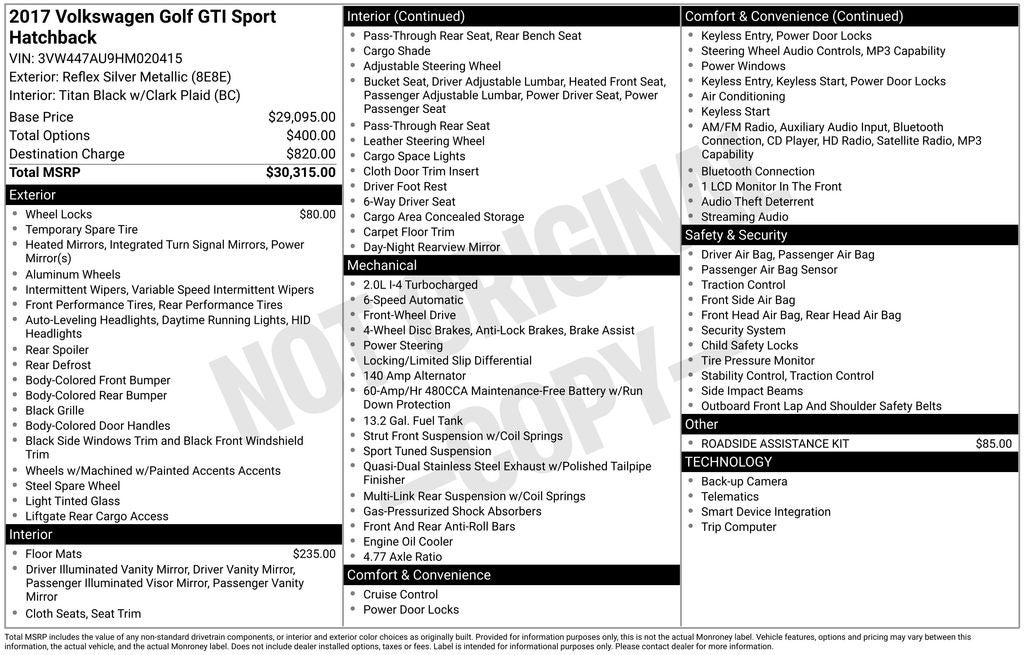 2017 Volkswagen Golf GTI Sport