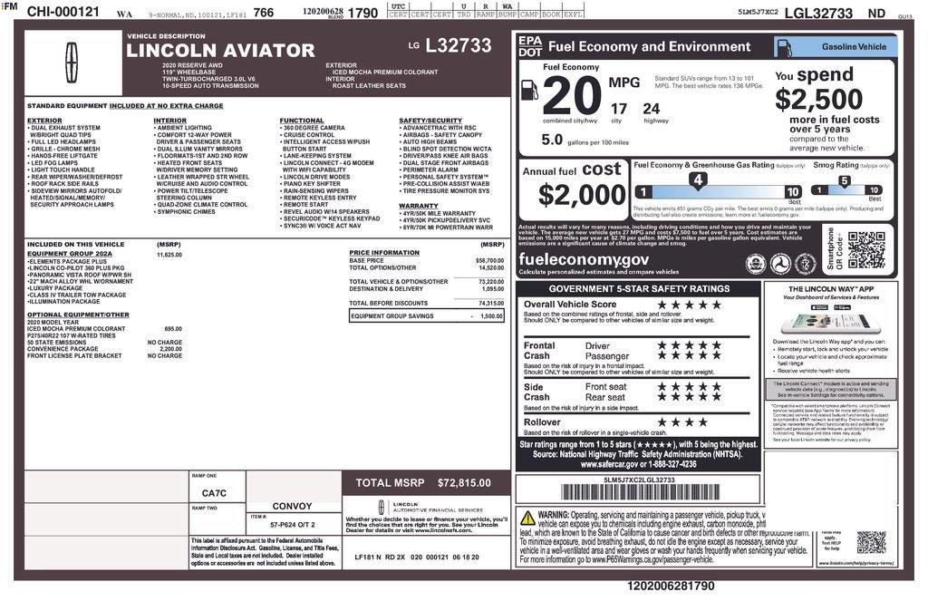 2020 Lincoln Aviator Reserve Premium