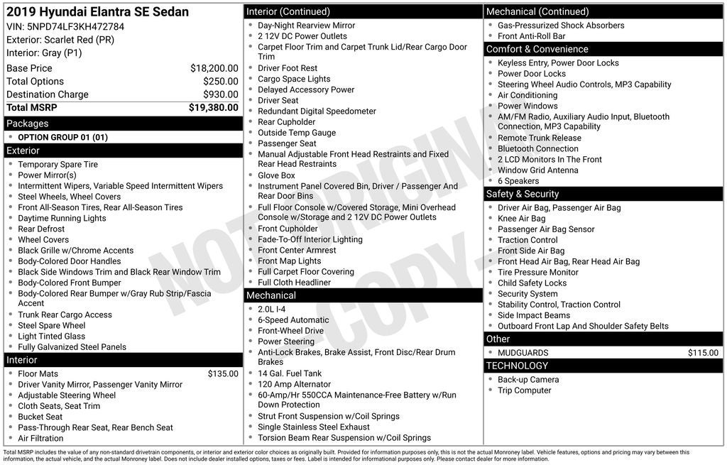2019 Hyundai Elantra SE