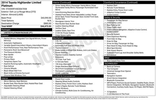 2014 Toyota Highlander Limited Platinum V6