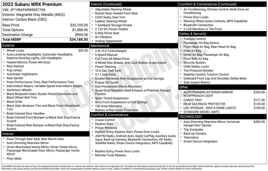 2022 Subaru WRX Premium
