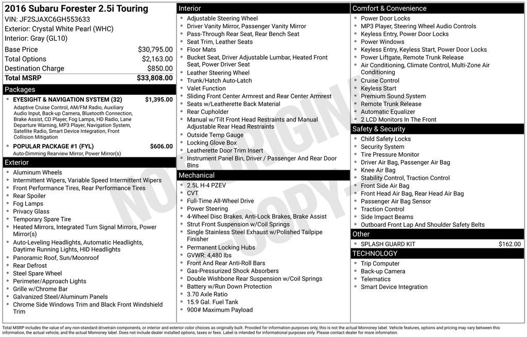 2016 Subaru Forester 2.5i Touring