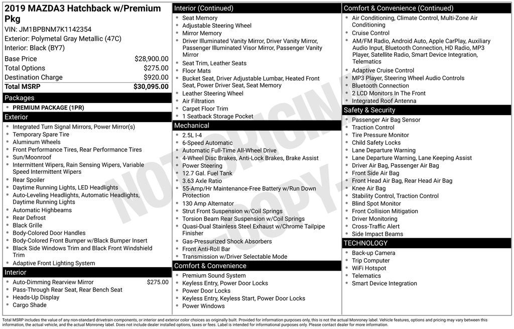 2019 Mazda Mazda3 Premium