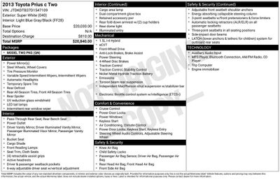 2013 Toyota Prius c Two