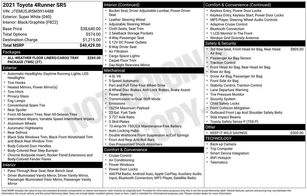2021 Toyota 4Runner SR5