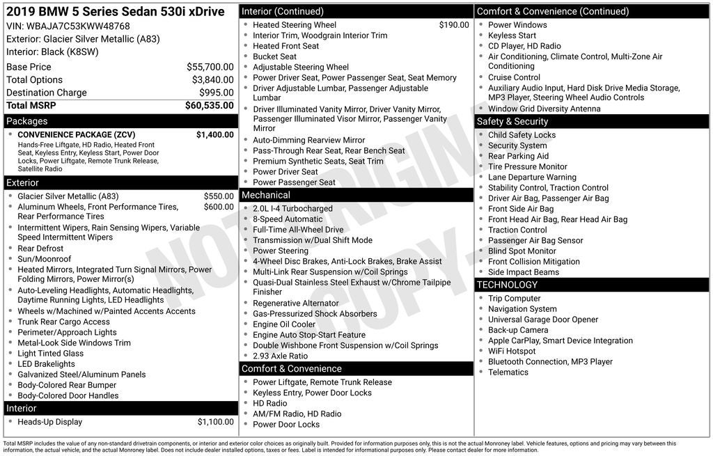 2019 BMW 5 Series 530i xDrive