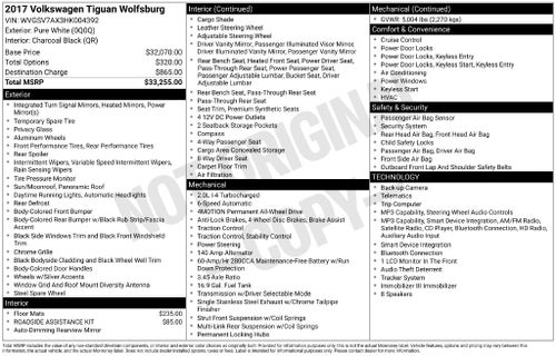 2017 Volkswagen Tiguan 2.0T Wolfsburg Edition 4Motion