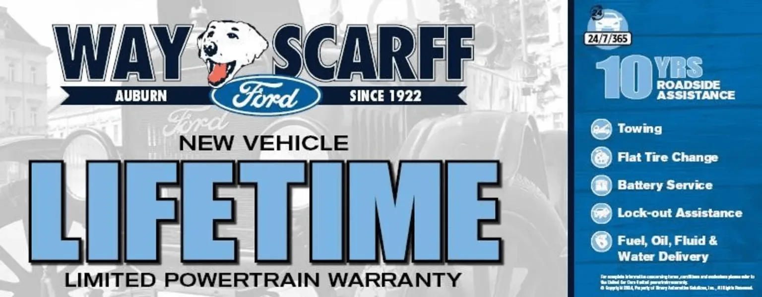 Way Scarff Ford Auburn Lifetime Warranty banner